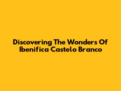 Discovering The Wonders Of Ibenifica Castelo Branco