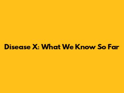 Disease X: What We Know So Far