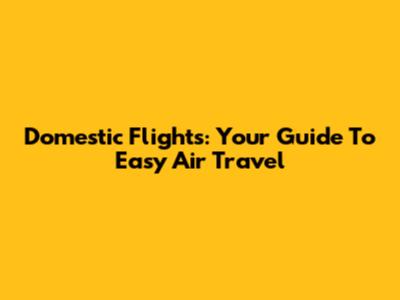 Domestic Flights: Your Guide To Easy Air Travel
