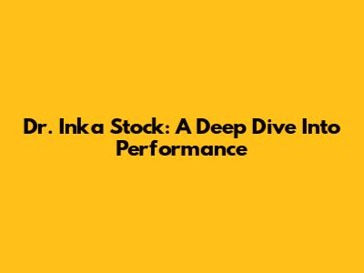 Dr. Inka Stock: A Deep Dive Into Performance
