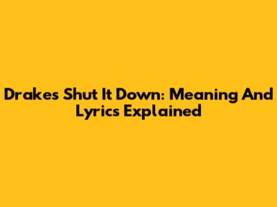Drake's "Shut It Down": Meaning And Lyrics Explained