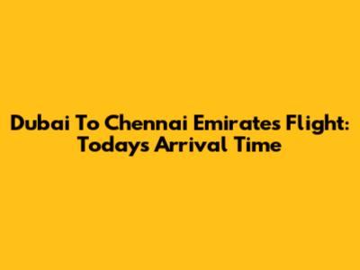 Dubai To Chennai Emirates Flight: Today's Arrival Time