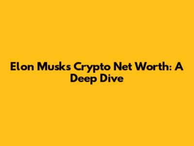 Elon Musk's Crypto Net Worth: A Deep Dive