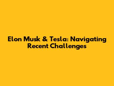 Elon Musk & Tesla: Navigating Recent Challenges