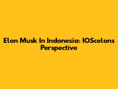 Elon Musk In Indonesia: IOScelons' Perspective