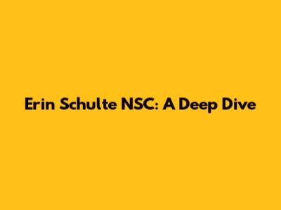 Erin Schulte NSC: A Deep Dive
