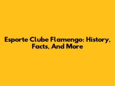 Esporte Clube Flamengo: History, Facts, And More