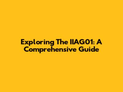 Exploring The IIAG01: A Comprehensive Guide