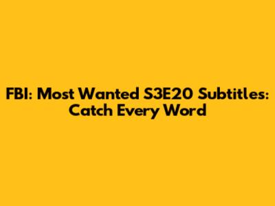 FBI: Most Wanted S3E20 Subtitles: Catch Every Word