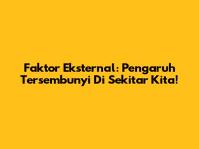 Faktor Eksternal: Pengaruh Tersembunyi Di Sekitar Kita!