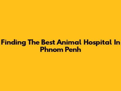 Finding The Best Animal Hospital In Phnom Penh