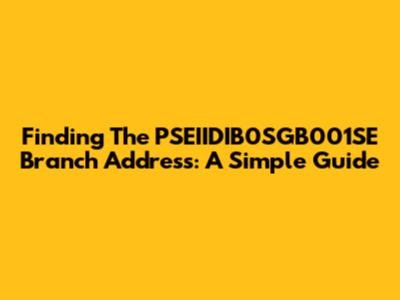 Finding The PSEIIDIB0SGB001SE Branch Address: A Simple Guide