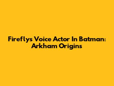 Firefly's Voice Actor In Batman: Arkham Origins