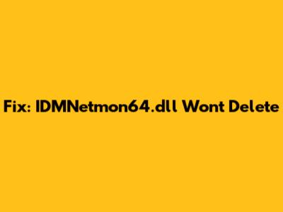 Fix: IDMNetmon64.dll Won't Delete