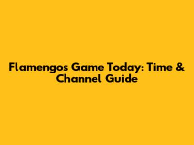 Flamengo's Game Today: Time & Channel Guide