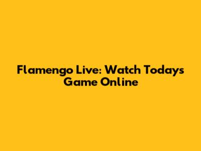 Flamengo Live: Watch Today's Game Online