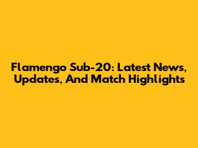 Flamengo Sub-20: Latest News, Updates, And Match Highlights