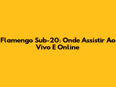Flamengo Sub-20: Onde Assistir Ao Vivo E Online