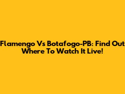 Flamengo Vs Botafogo-PB: Find Out Where To Watch It Live!