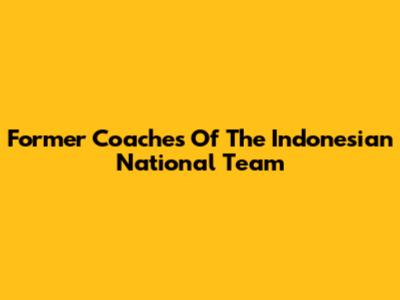 Former Coaches Of The Indonesian National Team