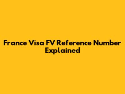 France Visa FV Reference Number Explained