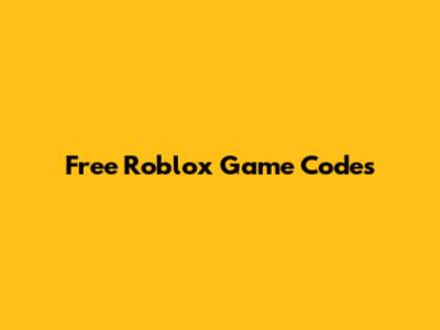 Free Roblox Game Codes