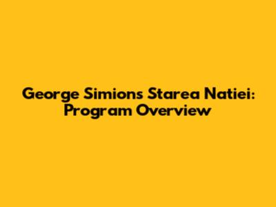 George Simion's Starea Natiei: Program Overview