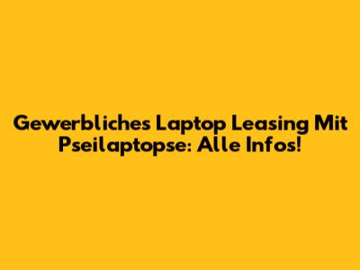 Gewerbliches Laptop Leasing Mit Pseilaptopse: Alle Infos!
