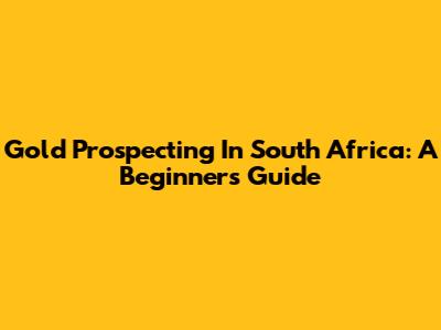 Gold Prospecting In South Africa: A Beginner's Guide