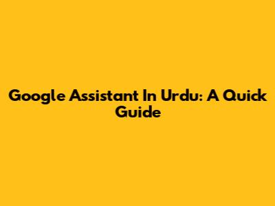 Google Assistant In Urdu: A Quick Guide