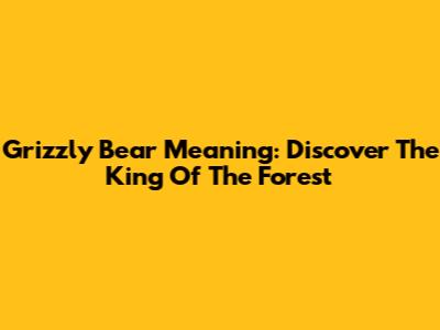 Grizzly Bear Meaning: Discover The King Of The Forest