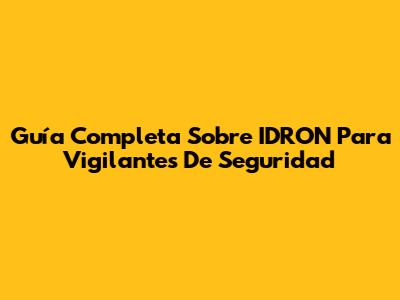 Guía Completa Sobre IDRON Para Vigilantes De Seguridad