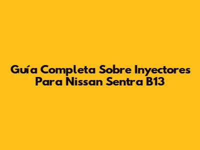Guía Completa Sobre Inyectores Para Nissan Sentra B13