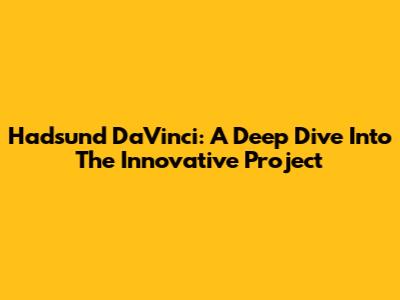 Hadsund DaVinci: A Deep Dive Into The Innovative Project