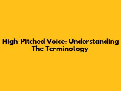 High-Pitched Voice: Understanding The Terminology