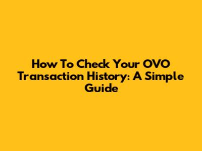 How To Check Your OVO Transaction History: A Simple Guide
