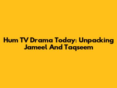 Hum TV Drama Today: Unpacking 'Jameel' And 'Taqseem'
