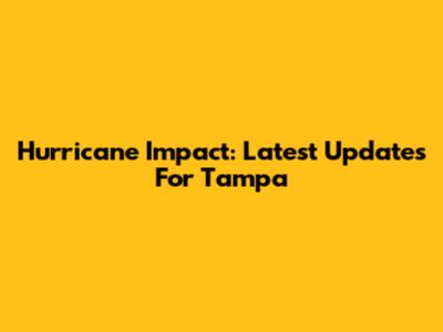 Hurricane Impact: Latest Updates For Tampa