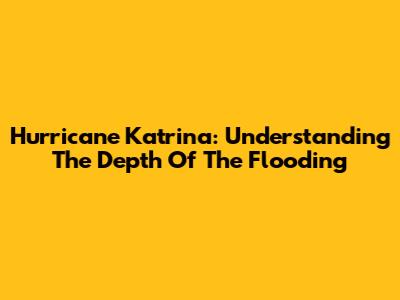 Hurricane Katrina: Understanding The Depth Of The Flooding