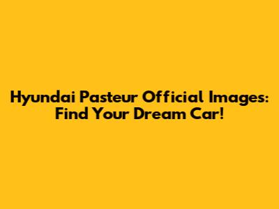 Hyundai Pasteur Official Images: Find Your Dream Car!