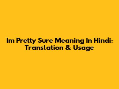 I'm Pretty Sure Meaning In Hindi: Translation & Usage