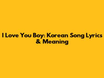 I Love You Boy: Korean Song Lyrics & Meaning