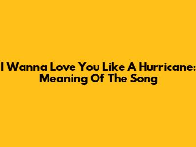 I Wanna Love You Like A Hurricane: Meaning Of The Song