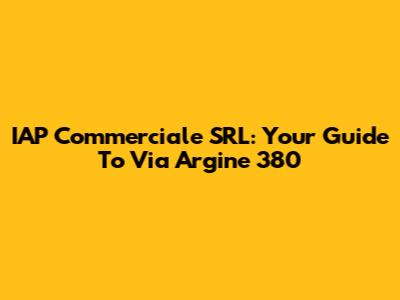 IAP Commerciale SRL: Your Guide To Via Argine 380