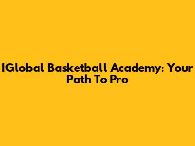IGlobal Basketball Academy: Your Path To Pro