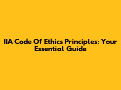 IIA Code Of Ethics Principles: Your Essential Guide