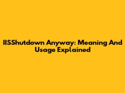 IISShutdown Anyway: Meaning And Usage Explained