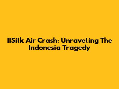 IISilk Air Crash: Unraveling The Indonesia Tragedy
