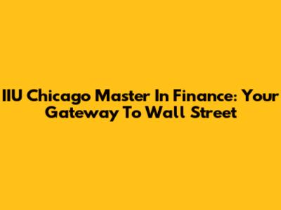 IIU Chicago Master In Finance: Your Gateway To Wall Street