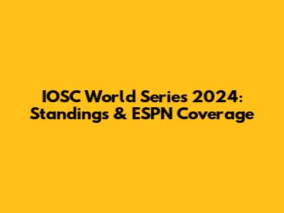 IOSC World Series 2024: Standings & ESPN Coverage